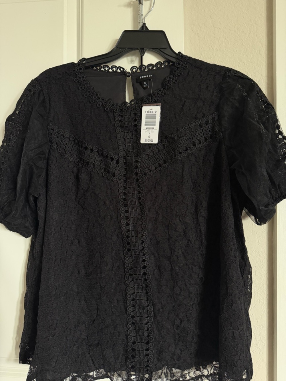 Torrid Black Lace Short-Sleeve Blouse